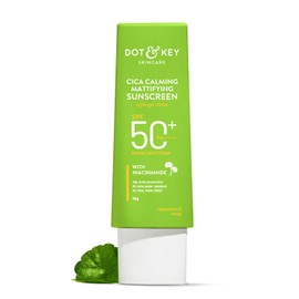 Dot & Key CICA Calming Mattifying Sunscreen SPF 50 PA++++ For Oily Acne Prone & Sensitive Skin UVA/UVB Protection No White Cast, Ultra Light, Fragrance Free & Quick Absorbing 50g