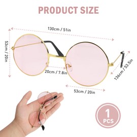 Dumhuts Women's sunglasses, hippie glasses, round pink accessories for fancy dress, perfect for fancy dress, carnival and 70s 80s theme parties, unisex retro accessory