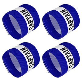 YOKIVE 4 Pcs Captain Armband, Nylon Protective Arm Badge, Adjustable Flexibility, Great for Team Training, Competitions (Blue, 11.8 x 3.5 Inch)