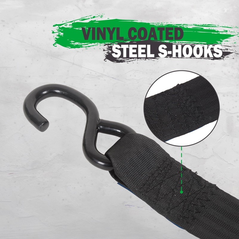 MOTO4U 2PCS Bolt on Retractable Ratchet Straps Heavy Duty Transom