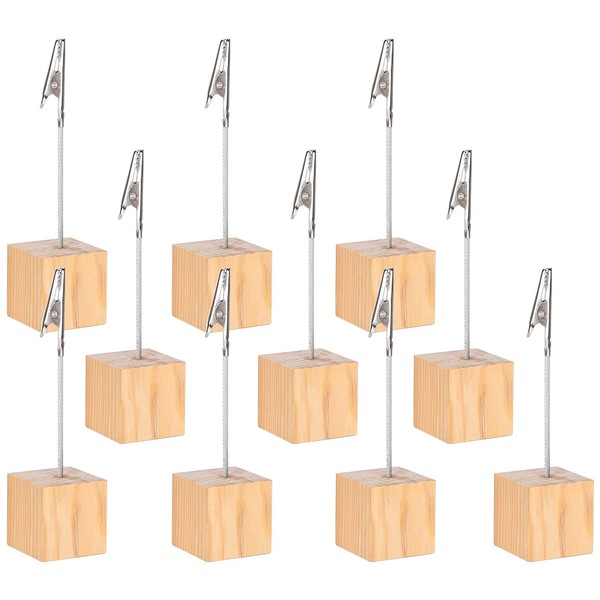 Wooden Memo Clips Holder, 10Pcs Lightweight Photo Memo Clips with