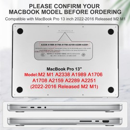 Leather Case for MacBook Pro 13 inch 2022-2016 Released M2 M1 A2338 A1989 A1706 A1708 A2159 A2289 A2251, ICARERFAMILY Premium Genuine Leather Ultra Thin Protective Case Cover Shell - Black