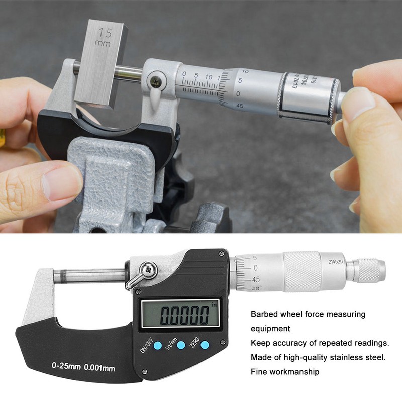 Micrometer Large Screen Digital Metric Imperial 0.001mm Accuracy 0‑25mm Outer