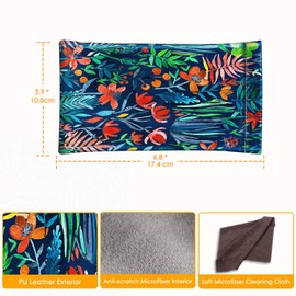 FINTIE Soft Eyeglasses Case with Cleaning Cloth, Portable Squeeze Top Vegan Leather Glasses Pouch, Sunglasses Eyewear Bag, Jungle Night