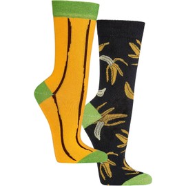 WOWERAT Funny Socks Gift Idea or Wear Yourself for Teens Women Men 2 Bundles, Banana