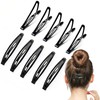 XINCHENG 10Pcs Metal Snap Hair Clips, Black Hair Clips, Flat