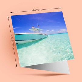 1 x Greeting Card Fishing Boat Bahamas Holiday Beach - Blank Birthday Celebration Anniversary #8099