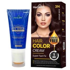 Dark Brown Rapid Infusion Hair Color Cream, Permanent Hair Dye in One Minute with Comb Applicator and Hair Color Stain Protector – Dye Shield for Skin Combo Pack
