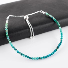 Natural Chrysocolla Gemstone Beads Bolo Bracelet, Adjustable Slider Box Chain, Energy Stones, Chakra Healing Crystals, Silver Plated, Birthstone, Gemstones Women Jewelry, Anniversary Gifts, 10inch