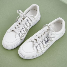 NICENEEDED 20 Pcs Shoelace Charm for Sneakers, Goth Shoe Charms Chain for Canvas Shoes, Boot Keychain Bag DIY Punk Shoe Accessory Decorations Clip for Women