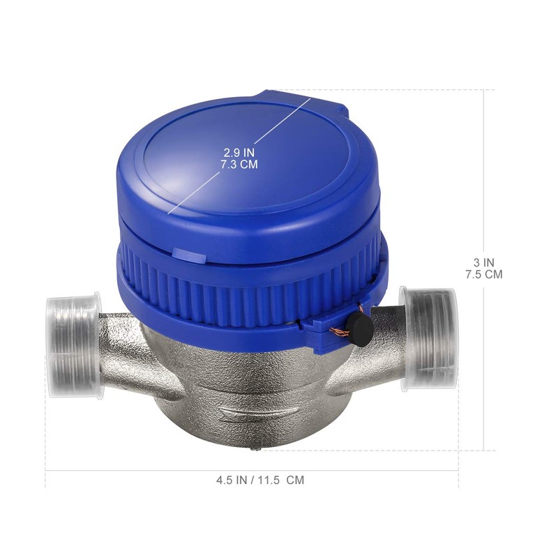 Hemobllo Water Meter Water Flow Meter Cold Water Meter for