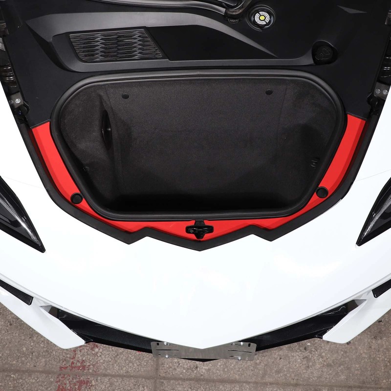 autopart2021 Red Front Trunk Bezel Gloss Stainless Plate Trim For