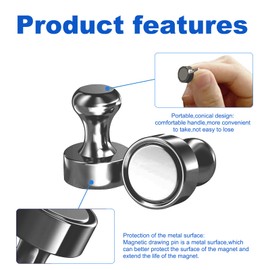 HRLORK Fridge Magnets 8 Pack 12 x 16 mm Neodymium Magnets Small Cone Magnets have Strong Magnetic with Box for Office White Board School Fridge Notice Board（Black）