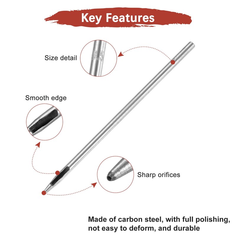 TIXIPEM 0.5MM Leather Hole Punch Tool [4PCS] - Metal Round
