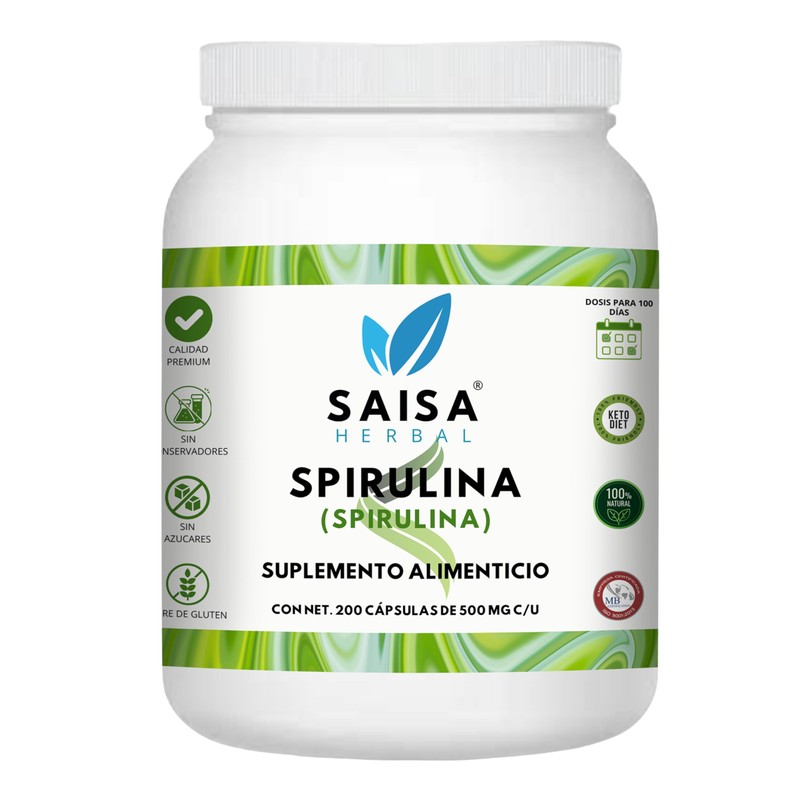 Alga Spirulina 100 Pura Bolsa Con 200 Cápsulas.