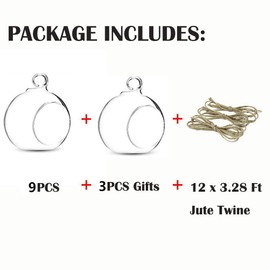 Sfeexun - Juego de 6 portavelas colgantes de vidrio, diseño de globo de té, para decoración de interiores y exteriores, 10 Pcs + 2 Pcs, 3.15" Tall by 3.15" Diameter