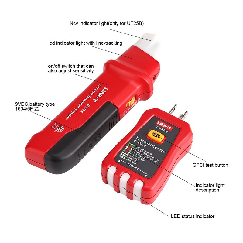 Profesional Buscador de Interruptor de Circuito Sensibilidad Ajustable Enchufe Ensayador