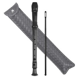 Jasenna Soprano Recorder, Elementary School Student, Beginner, 8 Hole C Key Soprano Recorder, Cleaning Stick, Fingering Chart, Leather Storage Bag (2-Woven Grey)