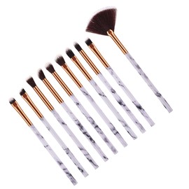 Baluue 10pcs Marble Pattern Makeup Brush Blending and Blush Synthetic Hair Eye Brushes for Professional and Personal Use