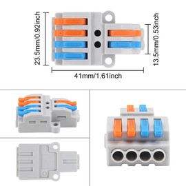 10 Pcs Lever Nuts Wire Connectors 2 in 4 Out，Quick Wiring Cable Connector Push-in Conductor Terminal Block Quick Terminal Blocks Lever Nut Assortment Connectors (2 in 4 Out)