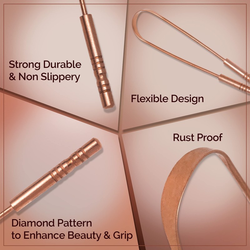 MasterMedi Tongue Scraper Tongue Scraper Stainless Steel New (Copper 2