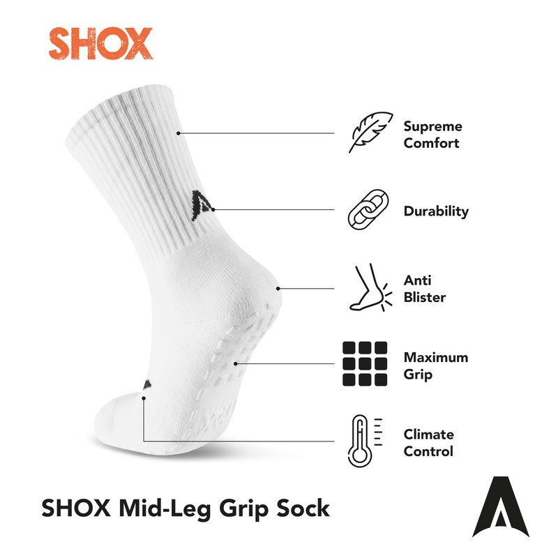 ATAK SHOX Unisex Mid-Leg Performance Football Grip Socks
