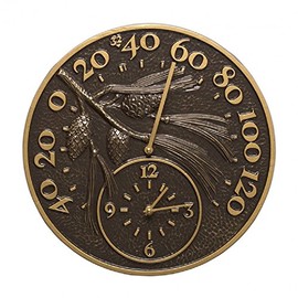 Whitehall Products 01789 Pinecone Thermometer Clock Combo
