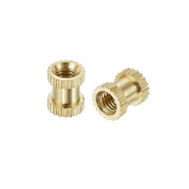 sourcing map M3 x 6mm(L) x 5mm(OD) Female Thread Brass Knurled Threaded Insert Embedment Nuts, 70Pcs