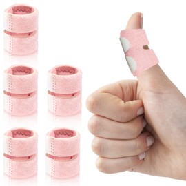 Nilailafi 5Pcs Thumb Trigger Splints, Trigger Finger Brace for Arthritis, Straightening, Broken, Finger Support Fits Thumb - Middle - Ring - Index - Pinky Fingers - Pink