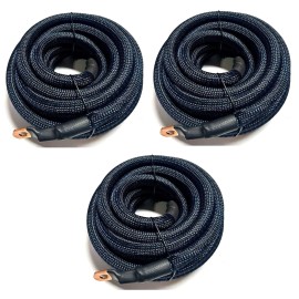 225FWY BIG 3 Upgraded BLUE/BLACK 4 Gauge Copper Braided Sleeve Cable Alternator Wire