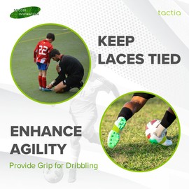 Tactia Soccer Lace Bands Youth – Premium Silicone – Soccer Cleat Lace Bands, Cleat Lace Covers, Lace Bands for Soccer Cleats, Soccer Shoe Lace Bands (1 Pair, Young Children, Green)