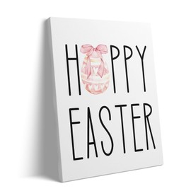 Happy Easter Wall Art Decor Easter Egg Canvas Prints Cute Wall Decor Funny Festive Art Cheerful Pictures for Party Nursery Room Living Room Bedroom Kitchen Bathroom Dorm Decorations, Framed 11x14inch