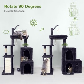 Globlazer Cat Tower for Adult Indoor Cats, 50-inch Heavy Duty Cat Tree for Big Cats, Cat Tree House with Extra-Large Padded Platform, Sisal Scratching Board, 2 Large Condos, F50, Dark Grey