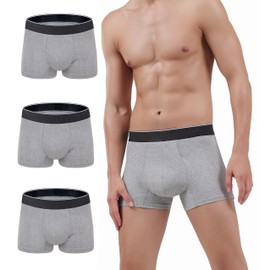 AIRCUTE Men Urinary Incontinence Underwear Washable Absorbency Soft Bladder Leak Proof Boxer Briefs 60 ML 3 Pack (Small,3 Gray)