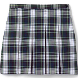 Lands' End Uniform Plaid Box Pleat Skirt Top of The Knee White Plaid Kids 16