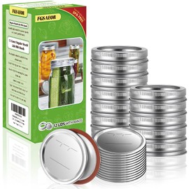 FGSAEOR Canning Lids and Rings Regular Mouth, 24Pcs Split Type Metal Mason Jar Lids with Bands for Regular Mouth Ball, Kerr Jars - Food Grade with Silicone Airtight Seal Premium Small Canning Lids