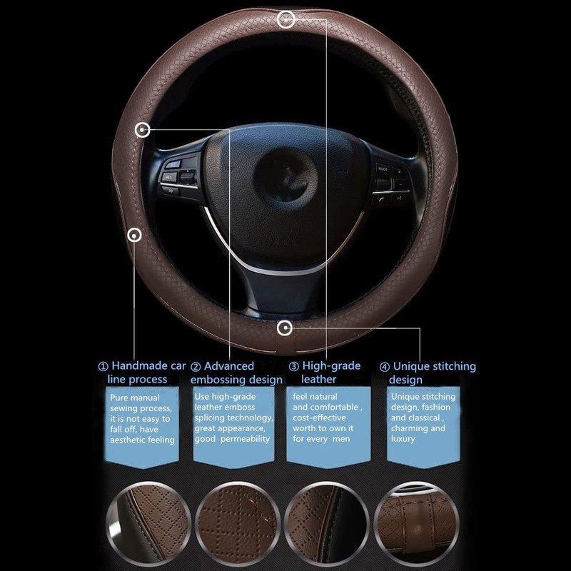 Gomass Car Steering Wheel Cover, Anti-Slip, Safety, Soft, Breathable, Heavy