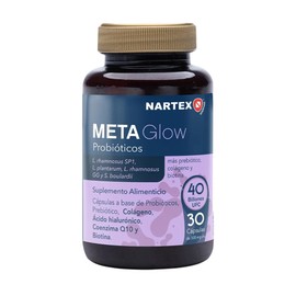 Meta Glow Probióticos Para Mujer 40 Billones Con Prebiótico, Ácido Hialurónico, Colágeno Y Biotina  30 Cápsulas Para 1 Mes  Apoyo A Piel, Cabello Y...