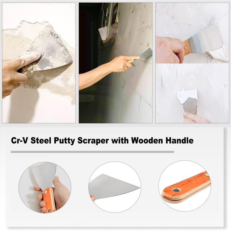 Utoolmart 2Pcs Putty Knife, 6 Inch Carbon steel Stiff Putty