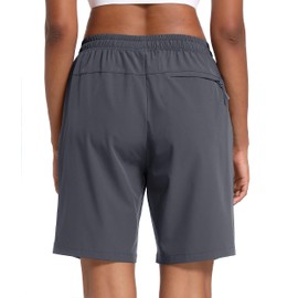 MAGCOMSEN Hiking Shorts Women Water Resistant with Pockets Quick Dry Lightweight Outdoor Golf Dark Grey L