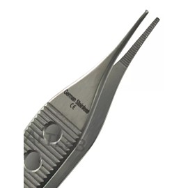 Avon Surgical 4.75in Adson Micro Dressing Forceps, Serrated, Straight w/ Handle Holes - Gold