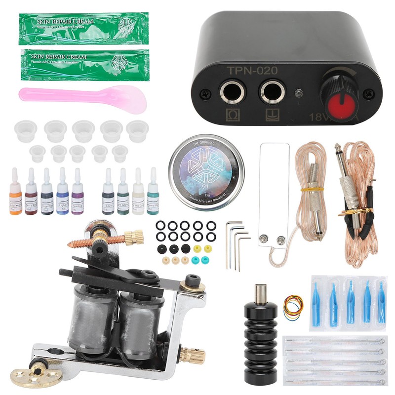 Coil Tattoo Machine Kit Clip Cord Foot Pedal Power Supply