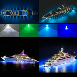 JXOFROAD 2PCS RGBW IP68 Underwater 1/2" NPT Boat Drain Plug Lights with RF& APP Control,4100LM,40W, Smart Heat-Removal System Marine Boat Light, for Boat Fishing Pool Yacht