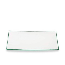 GMUNDNER KERAMIK Rectangular Plate Size: L 30 cm x W 20 cm x H 2.5 cm Green Edge Crockery Handmade in Austria