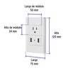 Volteck COUSB-LB, Placa armada blanca 1 contacto y 2 puertos