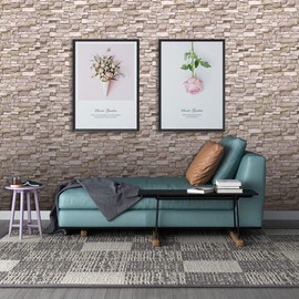 10PCS 3D Wall Panels Peel and Stick Foam 3D Brick Wallpaper Peel and Stick Faux Stone Wall Panel Self-Adhesive Wallpaper (10PCS, Rock Color)