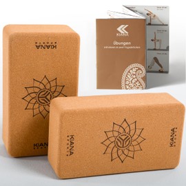KIANA SPORTS Yoga Block Developed in Germany - Ergonomic & Non-Slip Yoga Blocks - Non-Slip Pilates Blocks for Stretching & Balance - Individually or in a Set of 2 - Yoga Accessories Made of Natural