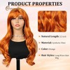 Creamily Long Wavy Orange Wigs with Bangs for Women Synthetic