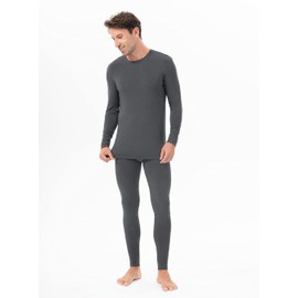 DAVID ARCHY Men's Soft Thermal Underwear Rayon-Acrylic Blend Fiber Thermal Set Warm Base Layers Top and Bottoms (XL, Dark Gray)