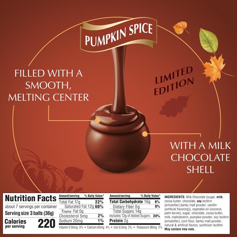 Lindt LINDOR Fall Pumpkin Spice Milk Chocolate Candy Truffles, 8.5